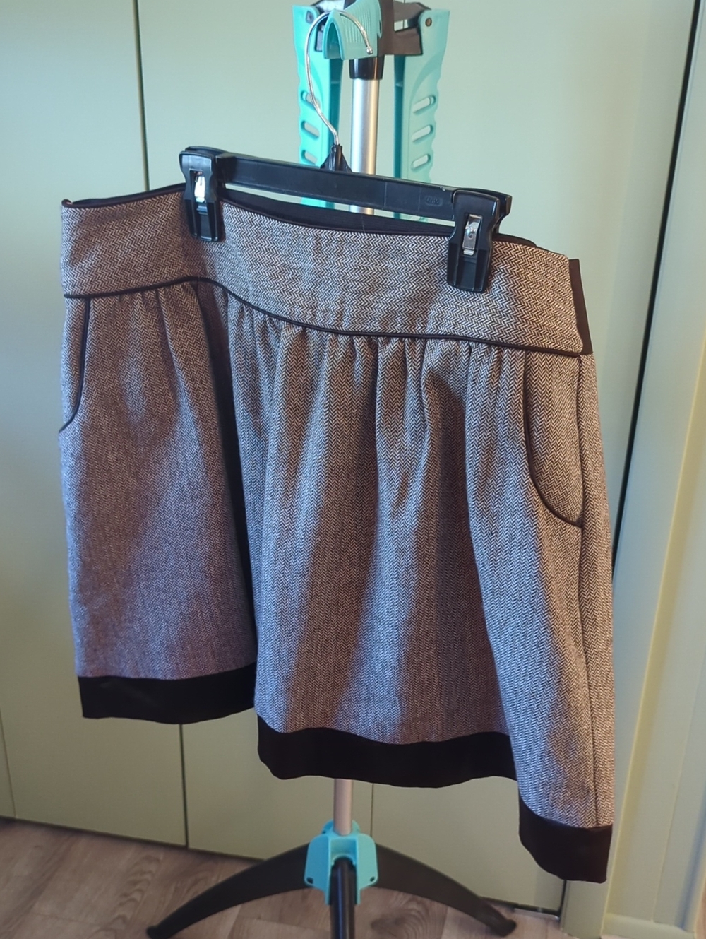 Maurices Brown Tweed A-Line Skirt with Banding